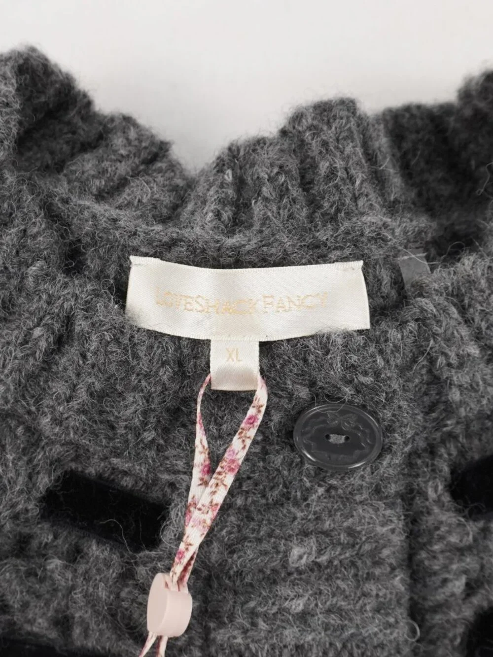 LoveShackFancy Clementian Cardigan In Dark Gray Melange - Women's Size XL - NWT